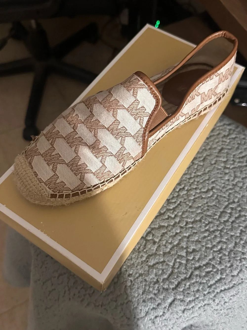 Michael Kors Cream and Tan Logo Espadrille Slip-On
